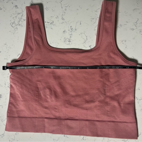 Knix Good To Go Seamless Crop Tank Dusty Rose Ribbed Pink Mauve Top Sz Medium - Picture 4 of 8